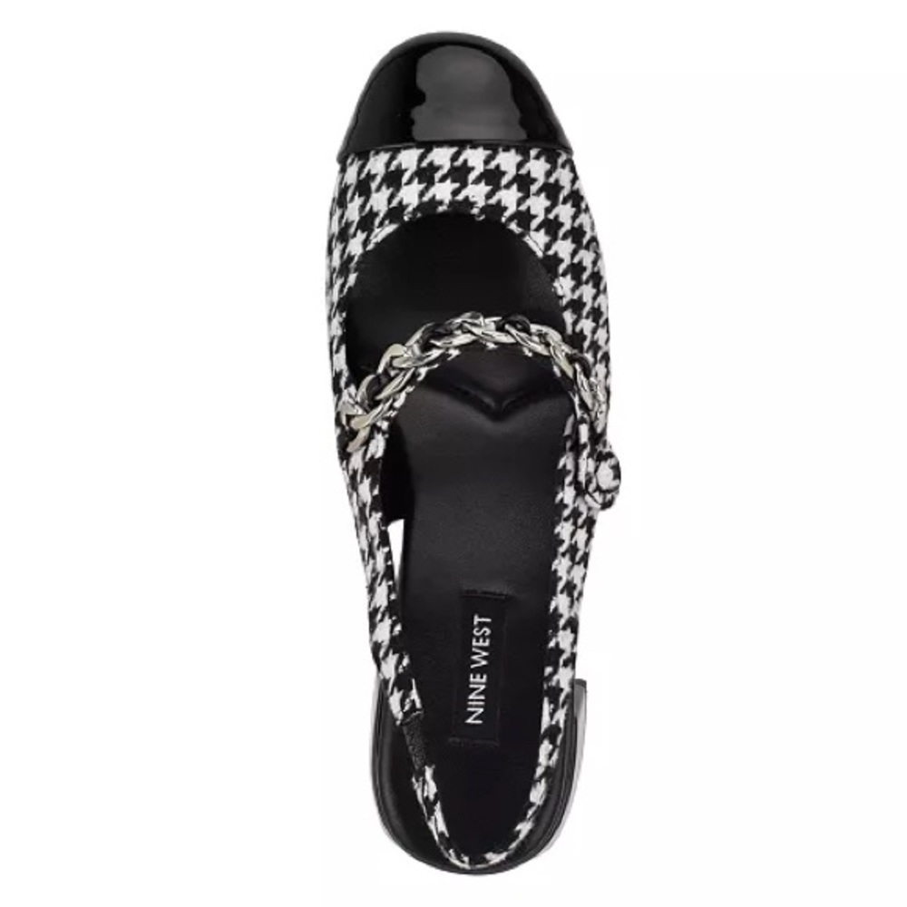 Nine West Houndstooth Flats with Black Toe Cap